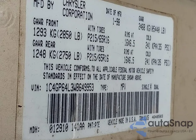 1C4GP64L3WB649953: 40083104