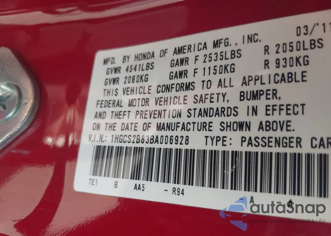 1HGCS2B83BA006928: 40083814