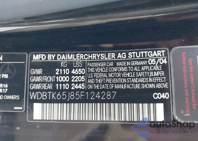 WDBTK65J85F124287: 40087774