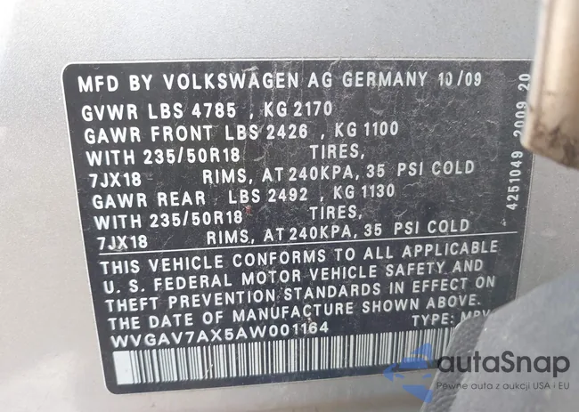 WVGAV7AX5AW001164: 40088916