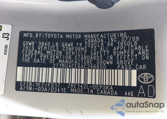 2T1BU4EE6AC246650: 40090446