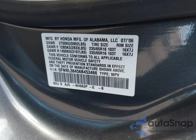 5FNRL38456B453466: 40091770