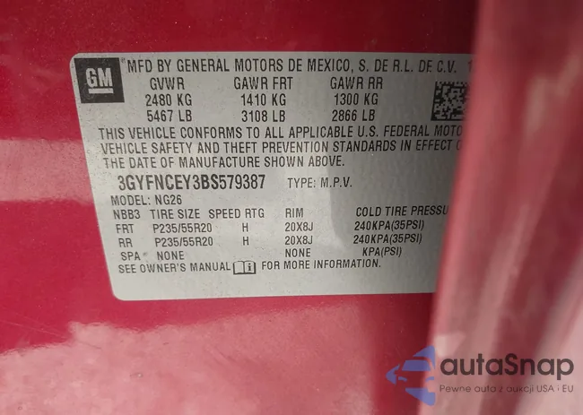 3GYFNCEY3BS579387: 40094045