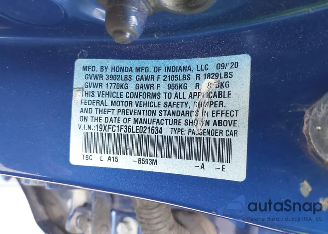 19XFC1F36LE021634: 40098039