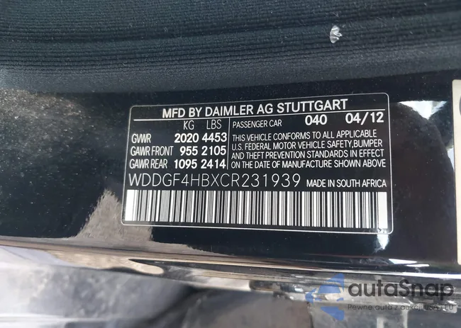 WDDGF4HBXCR231939: 40098099