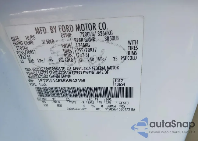 1FTPW14586KB43199: 40097459