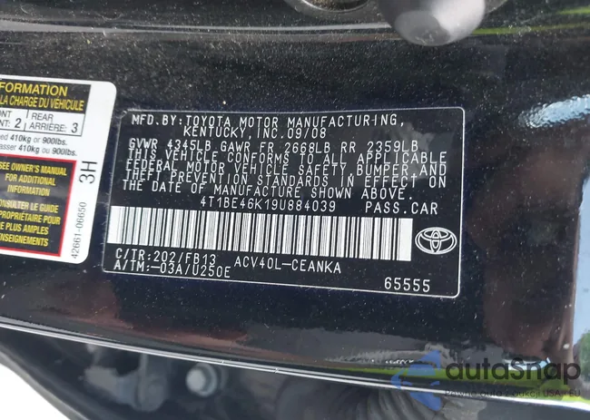 4T1BE46K19U884039: 40101063