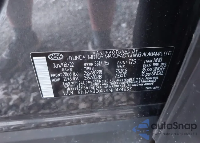 5NMS3DAJ4NH474653: 40100691