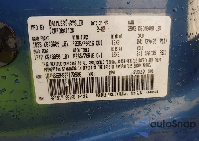 1B4HS58N82F170906: 40101939