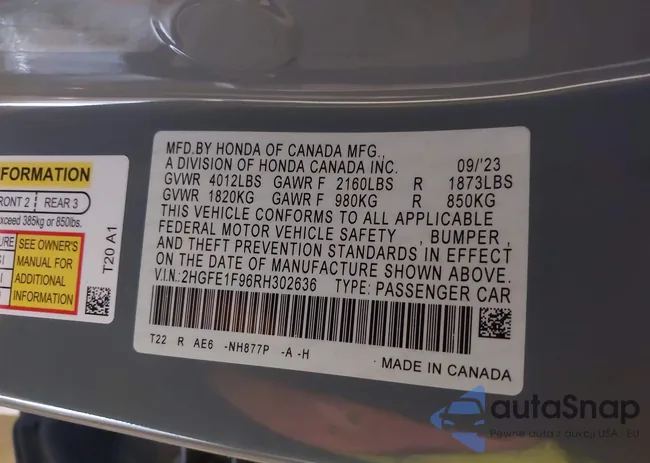 2HGFE1F96RH302636: 40103459