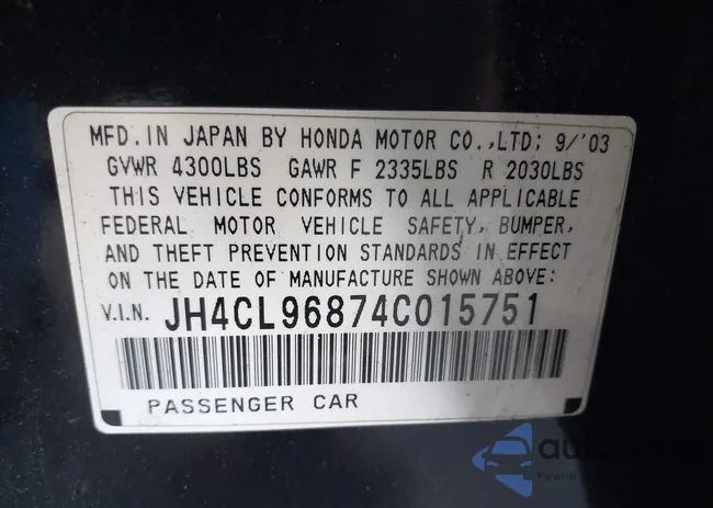 JH4CL96874C015751: 40105905