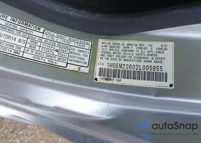 1HGEM22602L005855: 40105984