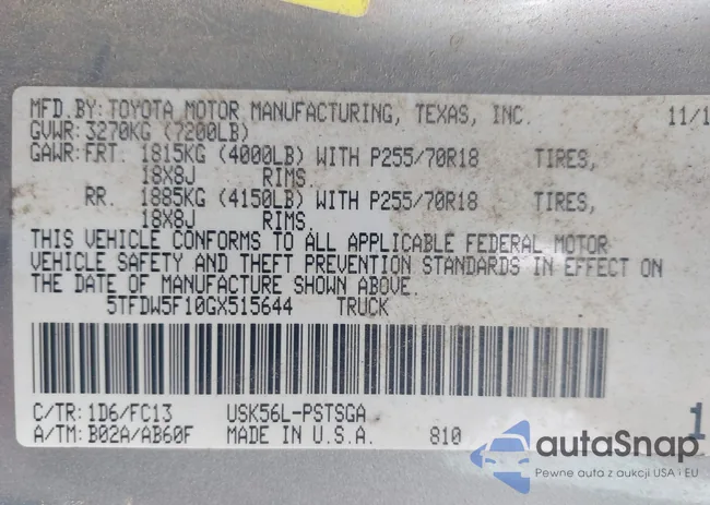 5TFDW5F10GX515644: 40106103