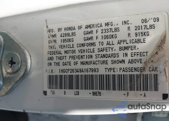 1HGCP26349A167993: 40106966