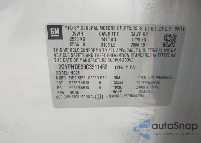 3GYFNDE30CS511463: 40108422