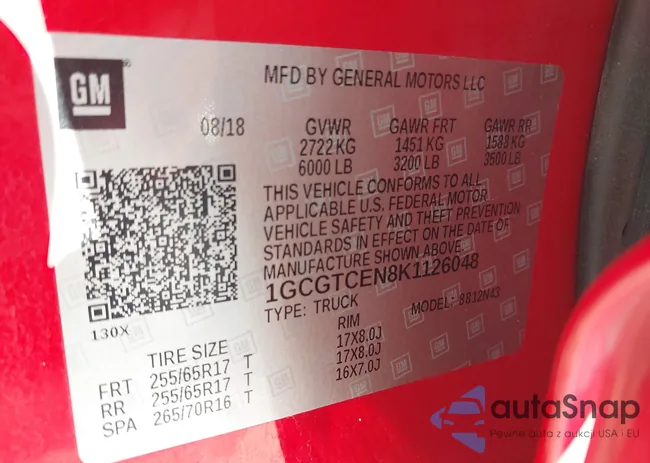 1GCGTCEN8K1126048: 40111468