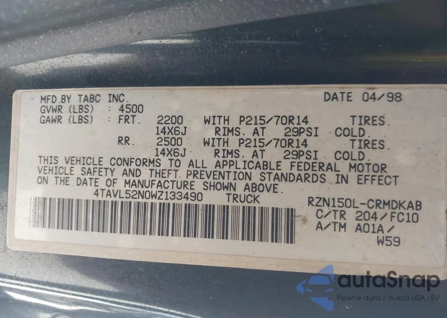 4TAVL52N0WZ133490: 40115837