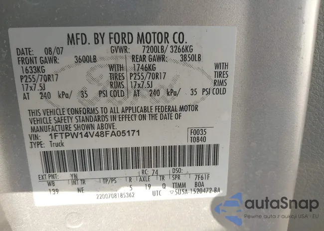 1FTPW14V48FA05171: 40119815