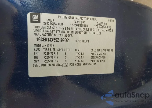 1GCEK14X59Z199861: 40120106