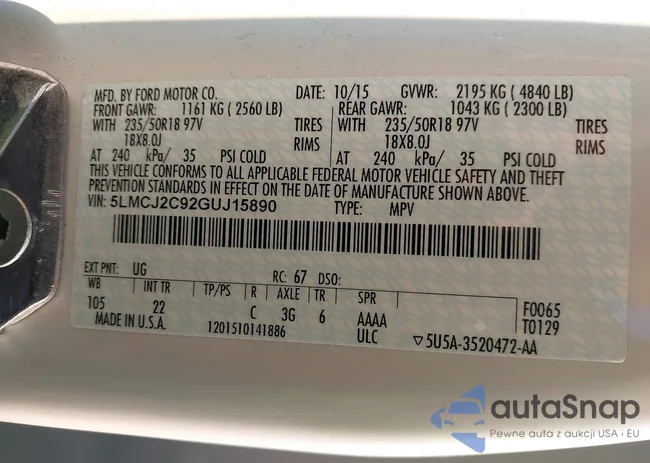 5LMCJ2C92GUJ15890: 40122861