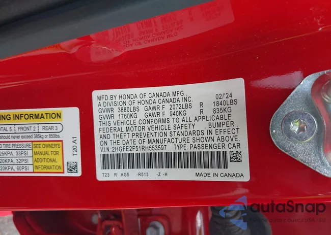 2HGFE2F51RH553597: 40125774