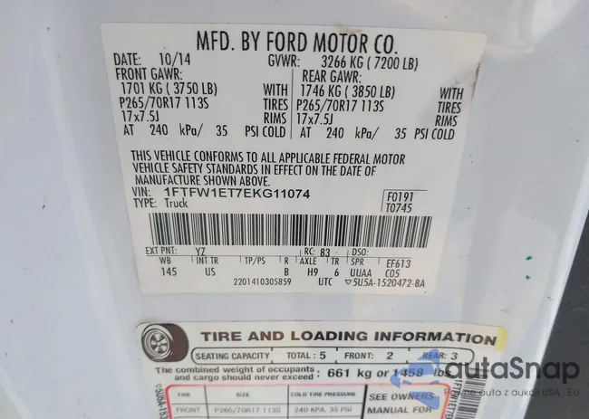 1FTFW1ET7EKG11074: 40125853