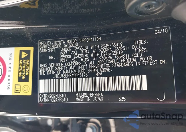 JTEJW3EHXA2045175: 40126894