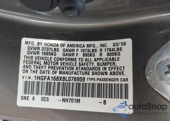 1HGFA168X8L076959: 40127528