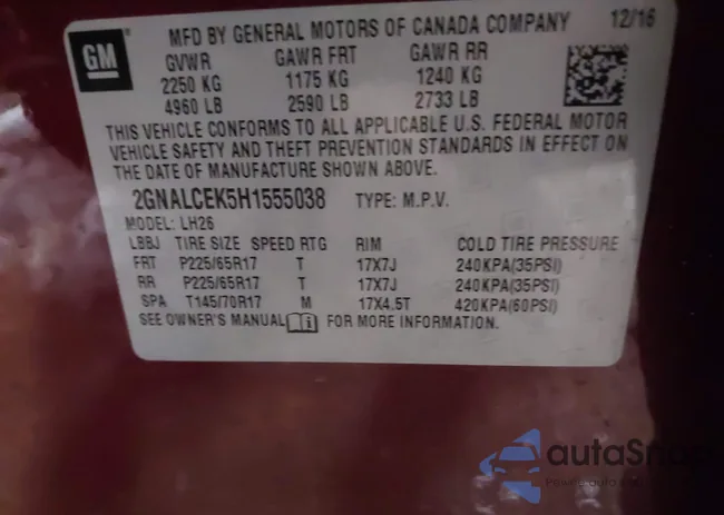 2GNALCEK5H1555038: 40130785