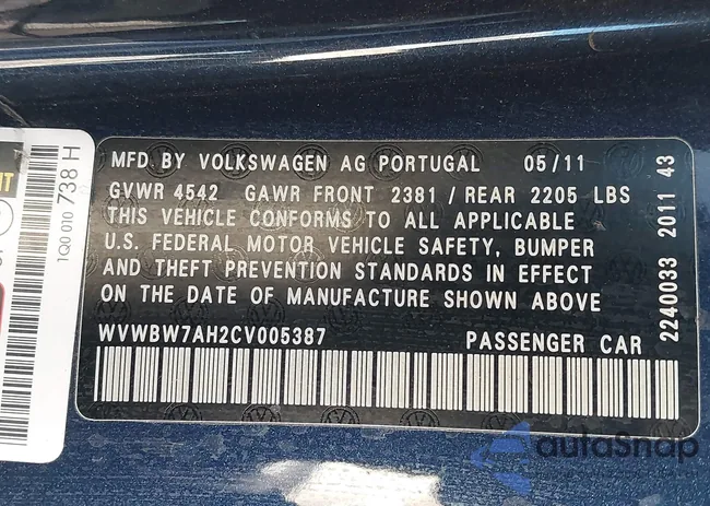 WVWBW7AH2CV005387: 40132064