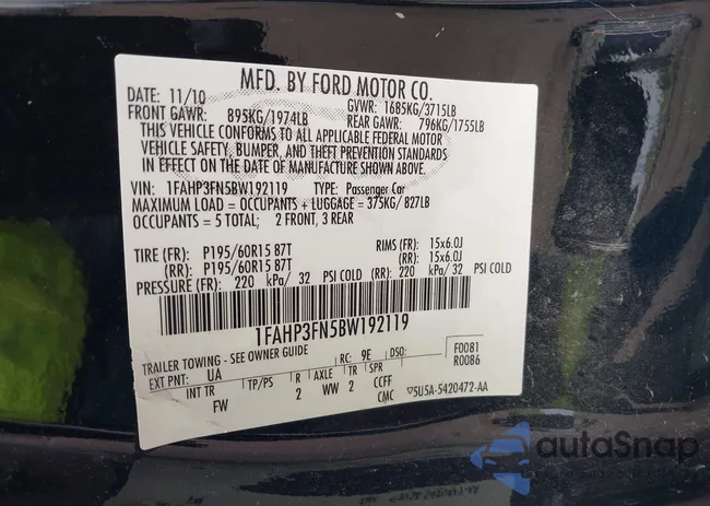 1FAHP3FN5BW192119: 40131456