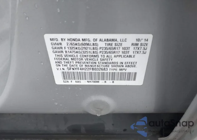 5FNYF4H22FB032683: 40135910