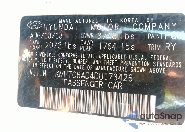 KMHTC6AD4DU173426: 40139797