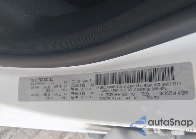 1C6SRFBT5KN875502: 40140011