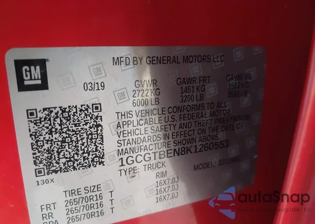 1GCGTBEN8K1260553: 40140187