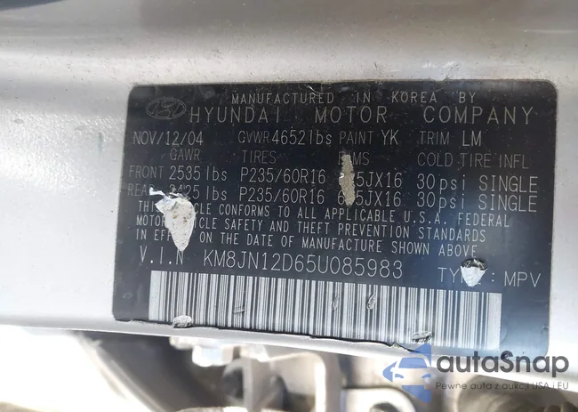 KM8JN12D65U085983: 40141915