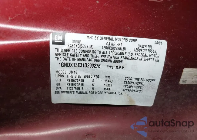 1GNDX13E31D290276: 40144360