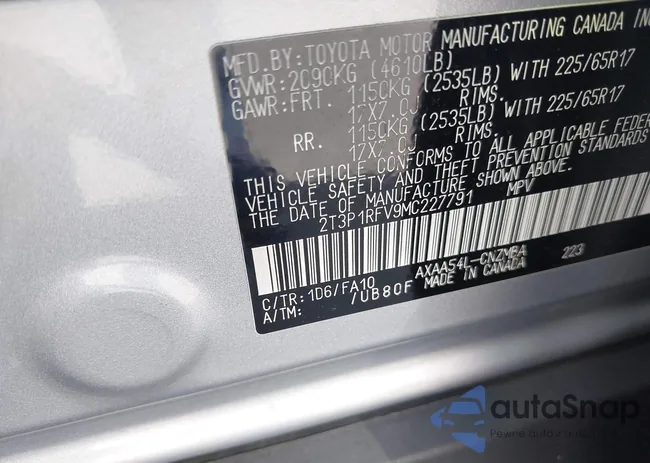 2T3P1RFV9MC227791: 40144510