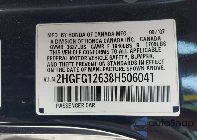 2HGFG12638H506041: 40150041