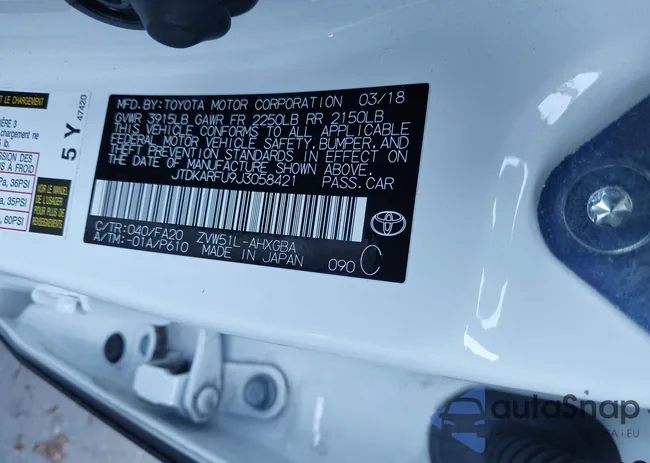 JTDKARFU9J3058421: 40151910