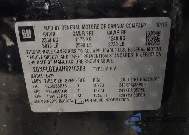 2GNFLGEK4H6210308: 40152788