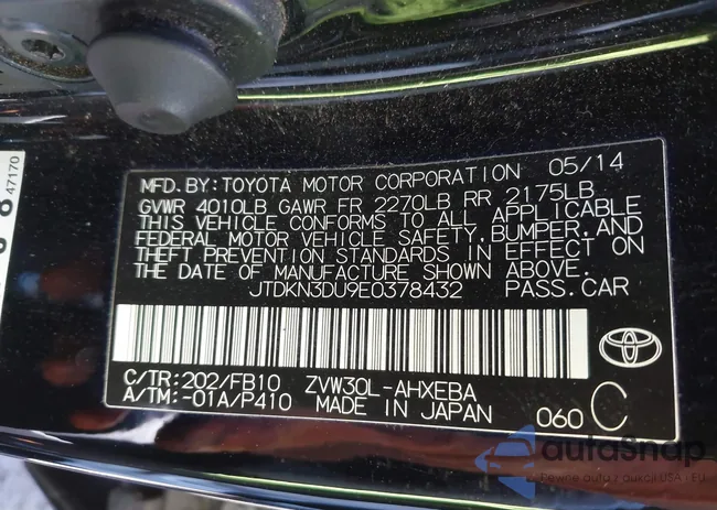 JTDKN3DU9E0378432: 40152890