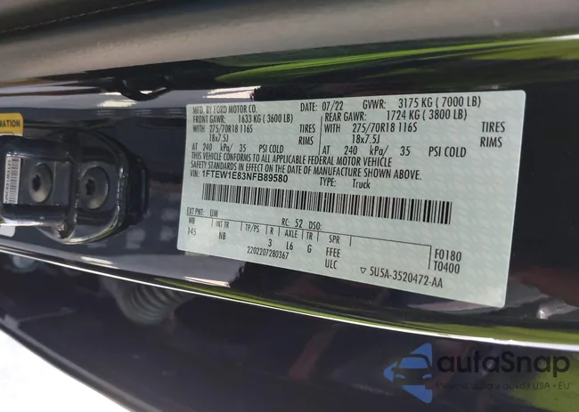 1FTEW1E83NFB89580: 40156774