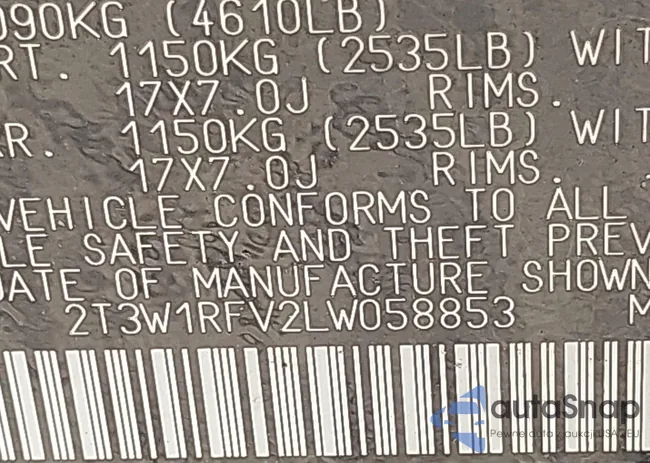 2T3W1RFV2LW058853: 40158177