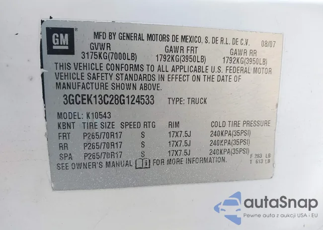 3GCEK13C28G124533: 40159211