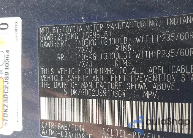 5TDKZ3DC2JS910364: 40163608