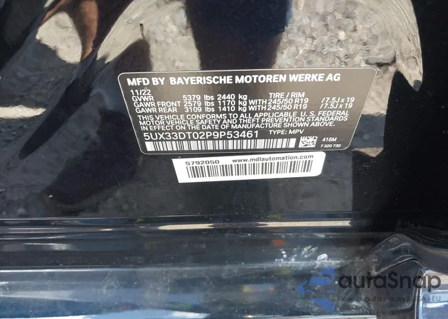 5UX33DT02P9P53461: 40164446