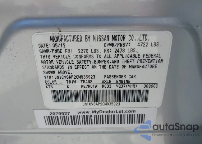 JN1CV6AP2CM935923: 40172570