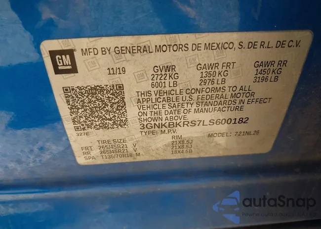 3GNKBKRS7LS600182: 40172212