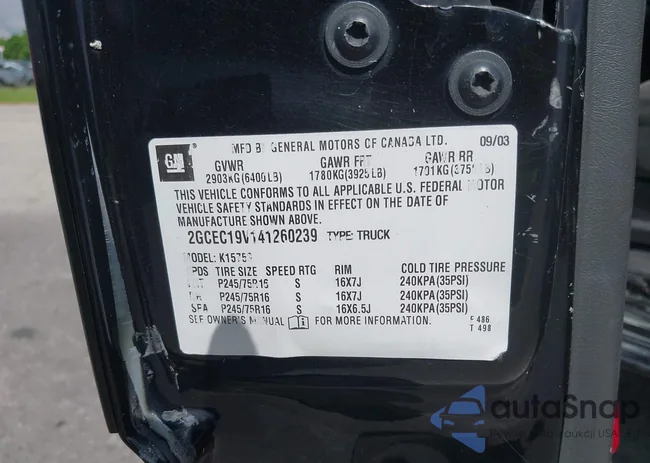 2GCEC19V141260239: 40173363